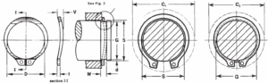 Bowed External Retaining Rings Technical Drawing