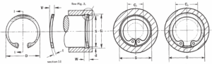 Bowed Internal Retaining Rings Technical Drawing