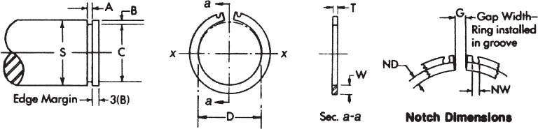 External Notched Retaining Ring (EN)
Technical Drawing