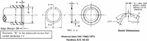 Internal Notched Retaining Ring (IN) Technical Drawing