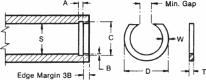 Internal Light Duty Retaining Ring (ND) Technical Drawing