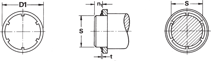 Push-on External Retaining Rings Technical Drawing