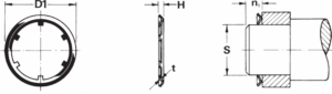 Push-on Heavy Duty External Retaining Rings Technical Drawing