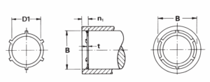 Push-on Internal Retaining Rings Technical Drawing