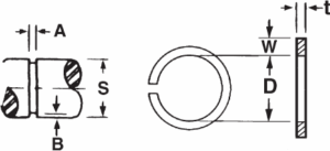 Rectangle Wire Snap Ring Technical Drawing
