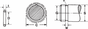 Round Wire Snap Ring Technical Drawing