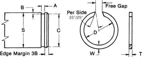 External Retaining Ring (XAN) Technical Drawing