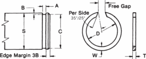External Light Duty Retaining Ring (XD) Technical Drawing